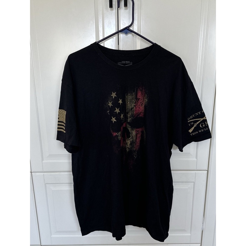 Grunt Style T Shirt Mens XXL Skull American Flag